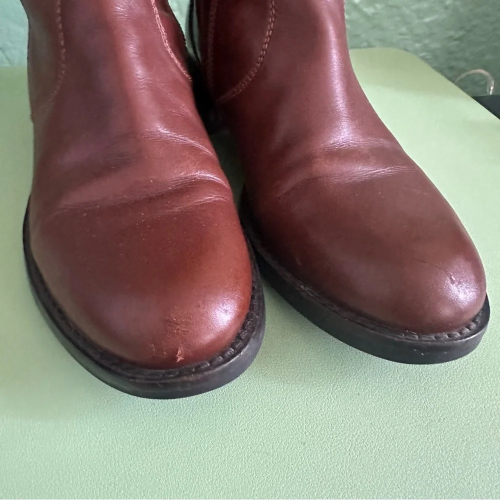 Ecco Hobart Brown Leather Knee High Riding Buckle Boots sz 36 5-5.5